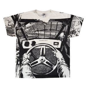 Vintage NASCAR Sprint Car Racing All Over Print AOP Black White T-Shirt [L] Y2K